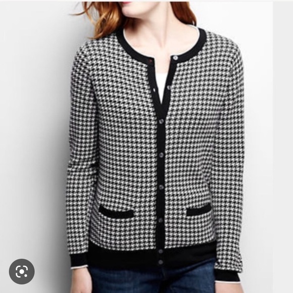 Black And White Houndstooth Cardigan 